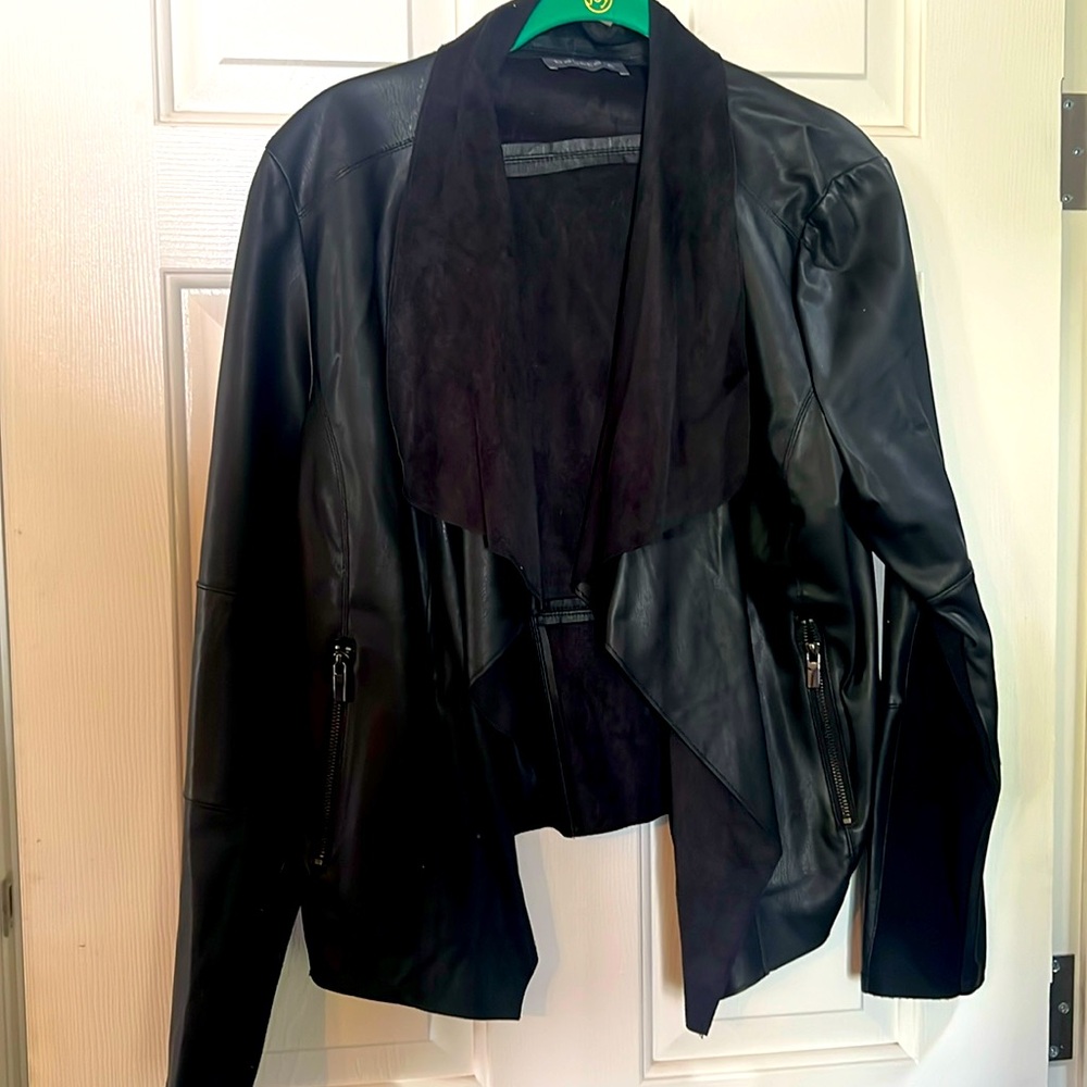 Black leather dress jacket